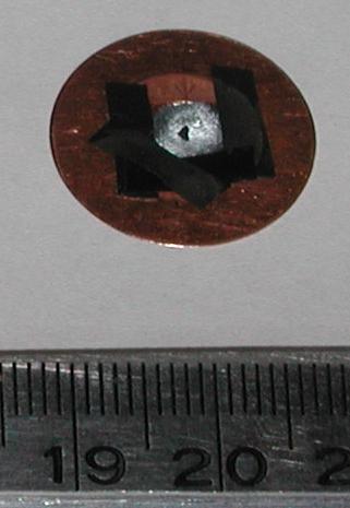 Mounted sample (NiAl bicrystal B6, post-shot)